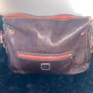 Dooney & Bourke Brown Crossbody Bag with Red Accents